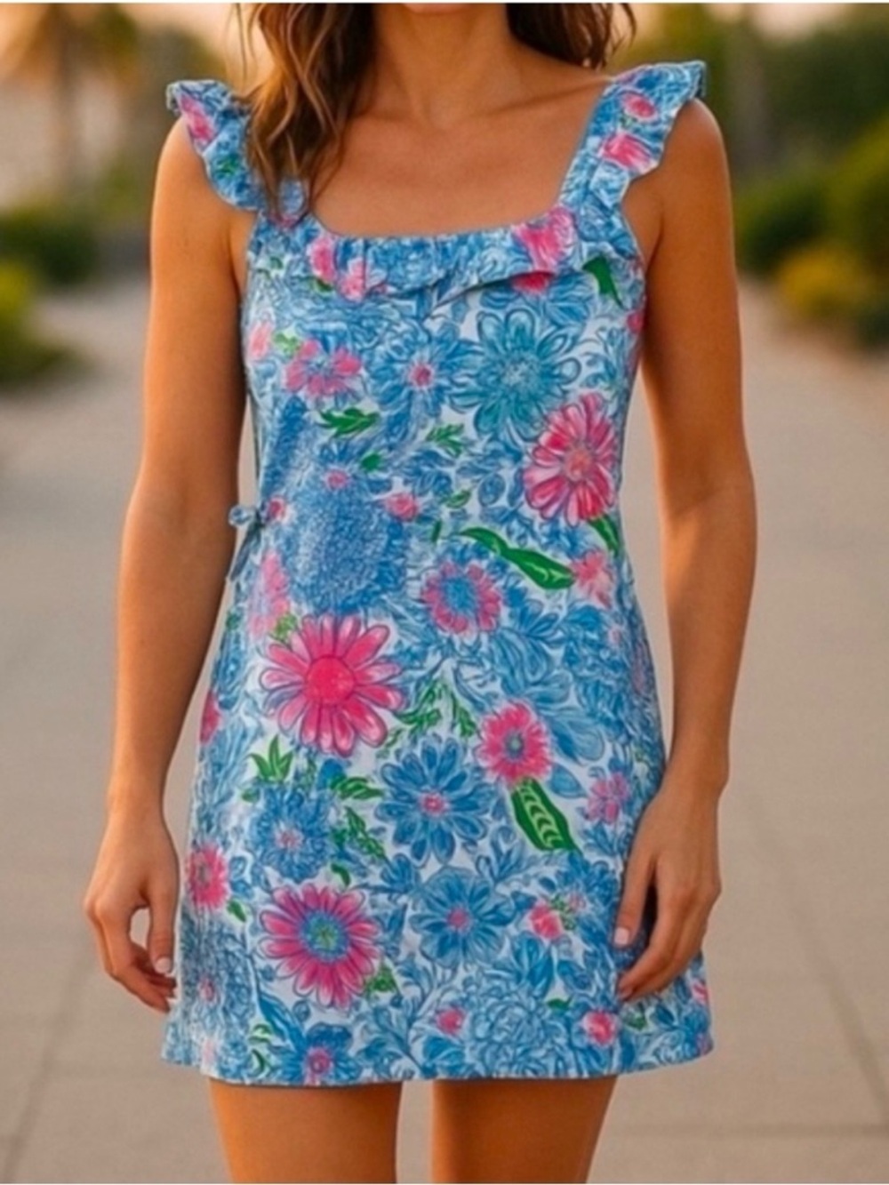 lilly pulitzer zoya ruffle romper frenchie blue NWT size 6